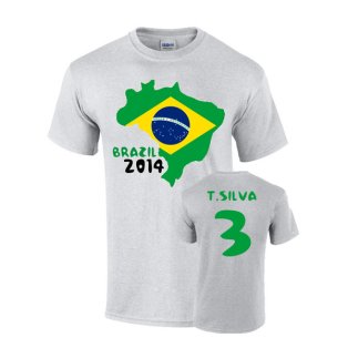 Brazil 2014 Country Flag T-shirt (t.silva 3)