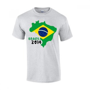 Brazil 2014 Country Flag T-shirt (grey)