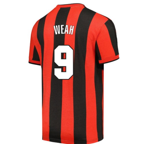 1998 AC Milan Archive T-shirt (Red-Black) (Weah 9)