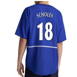 2002-2003 Manchester United Third Retro Shirt (Blue) (Scholes 18)