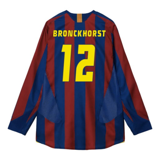 2005-2006 Barcelona T90 Reissue LS Home Shirt (Bronckhorst 12)