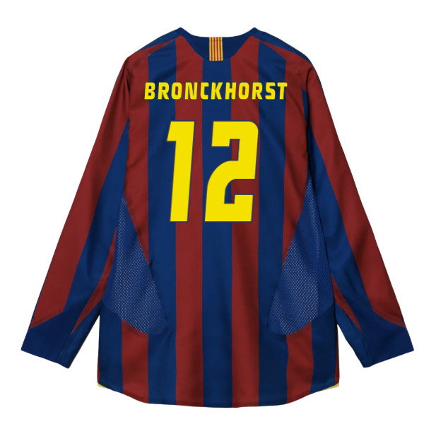 2005-2006 Barcelona T90 Reissue LS Home Shirt (Bronckhorst 12)