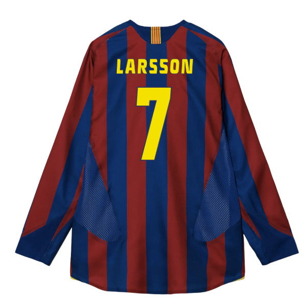 2005-2006 Barcelona T90 Reissue LS Home Shirt (Larsson 7)