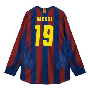 2005-2006 Barcelona T90 Reissue LS Home Shirt (Messi 19)
