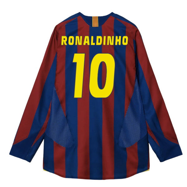 2005-2006 Barcelona T90 Reissue LS Home Shirt (Ronaldinho 10)