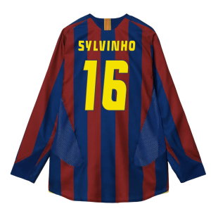 2005-2006 Barcelona T90 Reissue LS Home Shirt (Sylvinho 16)