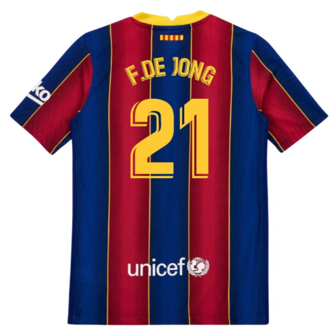 2020-2021 Barcelona Vapor Match Home Shirt (Kids) (F.DE JONG 21)