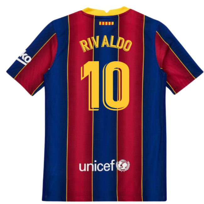 2020-2021 Barcelona Vapor Match Home Shirt (Kids) (RIVALDO 10)