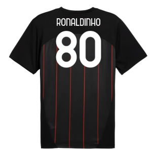2024-2025 AC Milan Prematch SS Jersey (Black) (Ronaldinho 80)