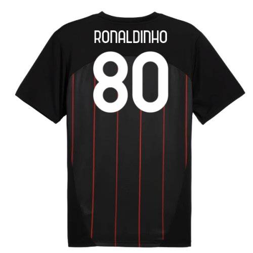 2024-2025 AC Milan Prematch SS Jersey (Black) (Ronaldinho 80)