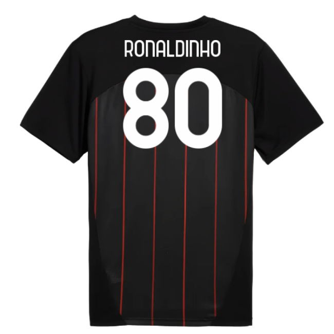 2024-2025 AC Milan Prematch SS Jersey (Black) (Ronaldinho 80)