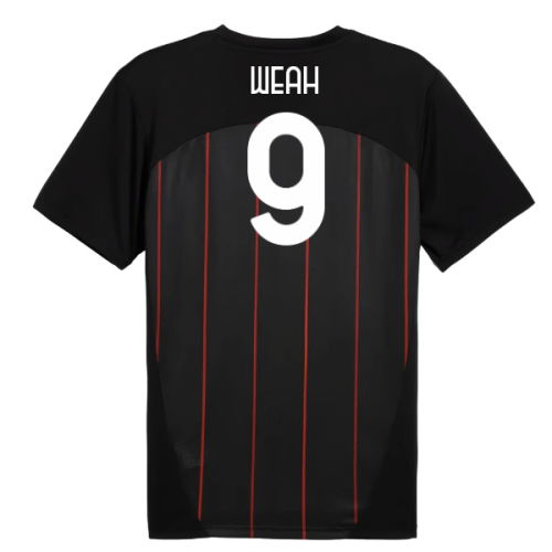 2024-2025 AC Milan Prematch SS Jersey (Black) (Weah 9)