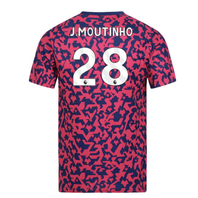 2024-2025 Wolves Pre Match T-Shirt - Blue/Pink (J.Moutinho 28)