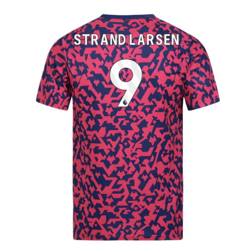 2024-2025 Wolves Pre Match T-Shirt - Blue/Pink (Strand Larsen 9)
