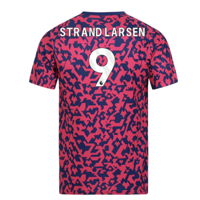 2024-2025 Wolves Pre Match T-Shirt - Blue/Pink (Strand Larsen 9)