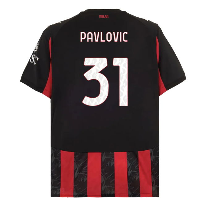 2025-2026 AC Milan Home Shirt (Pavlovic 31)