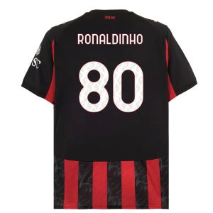 2025-2026 AC Milan Home Shirt (Ronaldinho 80)