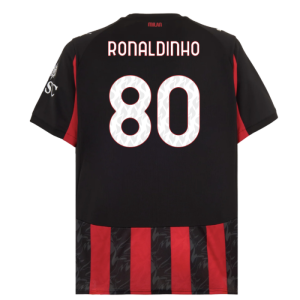 2025-2026 AC Milan Home Shirt (Ronaldinho 80)