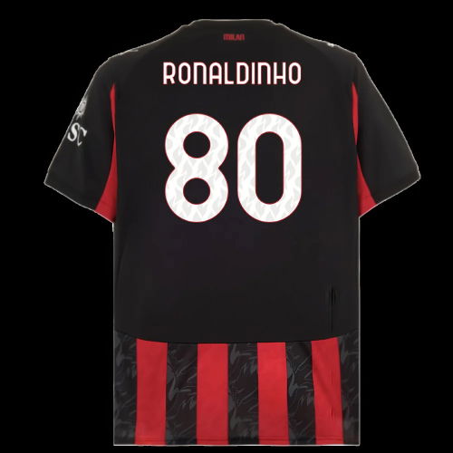 2025-2026 AC Milan Home Shirt (Ronaldinho 80)