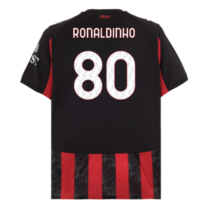 2025-2026 AC Milan Home Shirt (Ronaldinho 80)