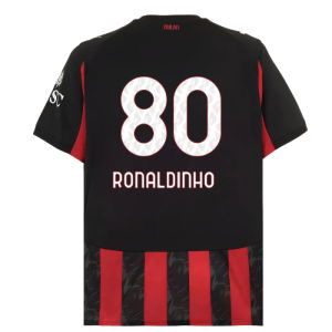2025-2026 AC Milan Home Shirt (Ronaldinho 80)