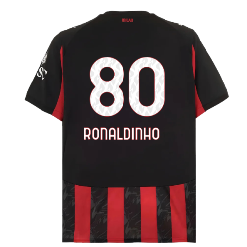 2025-2026 AC Milan Home Shirt (Ronaldinho 80)