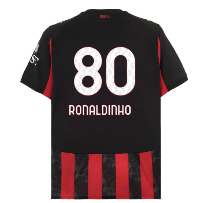 2025-2026 AC Milan Home Shirt (Ronaldinho 80)