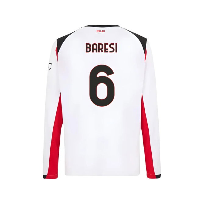2025-2026 AC Milan Long Sleeve Away Shirt (Baresi 6)