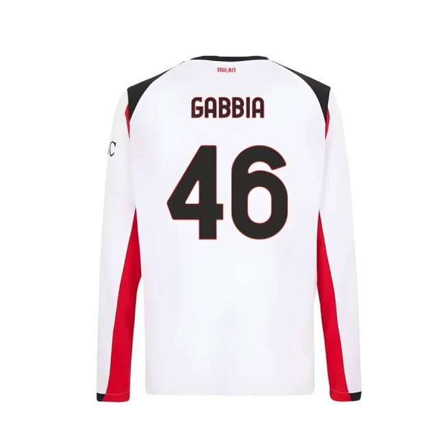 2025-2026 AC Milan Long Sleeve Away Shirt (Gabbia 46)