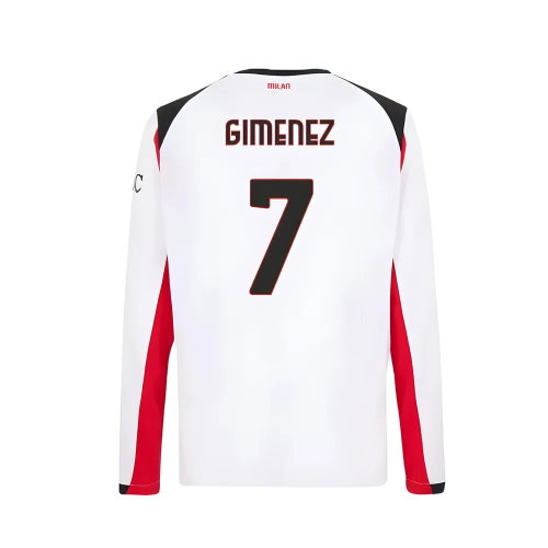 2025-2026 AC Milan Long Sleeve Away Shirt (Gimenez 7)
