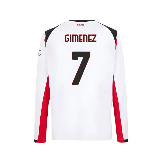 2025-2026 AC Milan Long Sleeve Away Shirt (Gimenez 7)