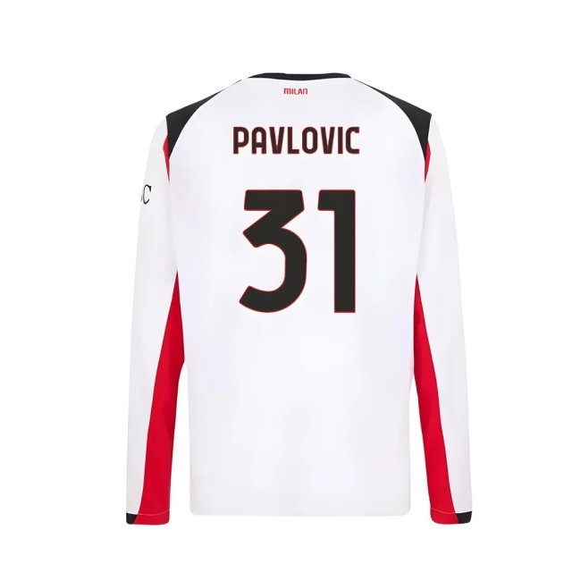 2025-2026 AC Milan Long Sleeve Away Shirt (Pavlovic 31)