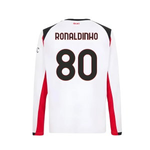 2025-2026 AC Milan Long Sleeve Away Shirt (Ronaldinho 80)