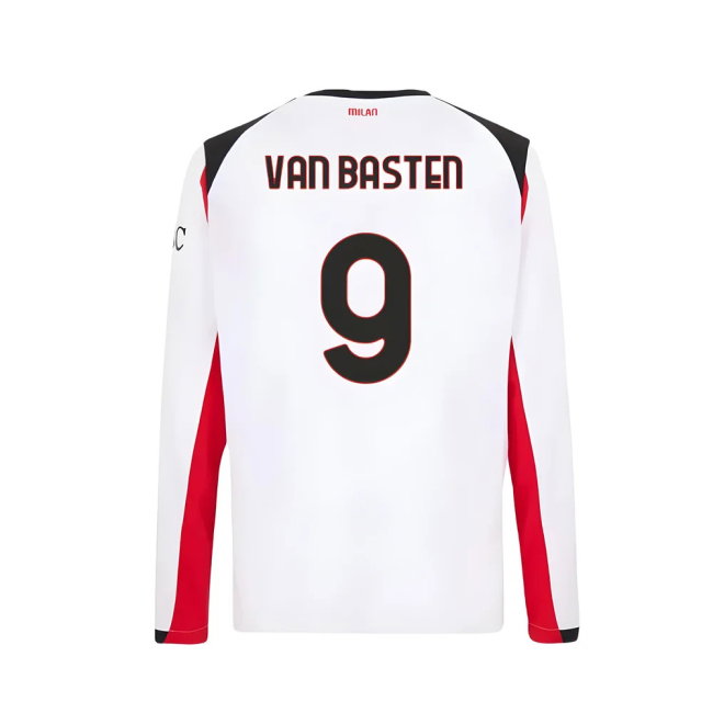 2025-2026 AC Milan Long Sleeve Away Shirt (Van Basten 9)