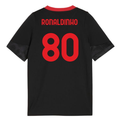 2025-2026 AC Milan Training Jersey (Black) - Kids (Ronaldinho 80)