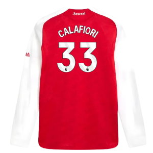 2025-2026 Arsenal Authentic Long Sleeve Home Shirt (Calafiori 33)