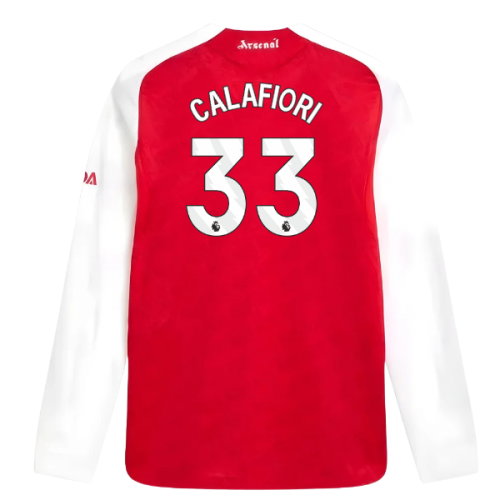 2025-2026 Arsenal Authentic Long Sleeve Home Shirt (Calafiori 33)