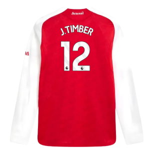 2025-2026 Arsenal Authentic Long Sleeve Home Shirt (J.Timber 12)