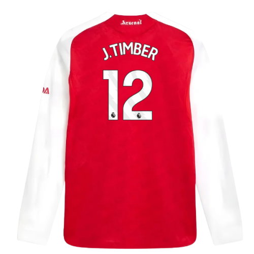 2025-2026 Arsenal Authentic Long Sleeve Home Shirt (J.Timber 12)