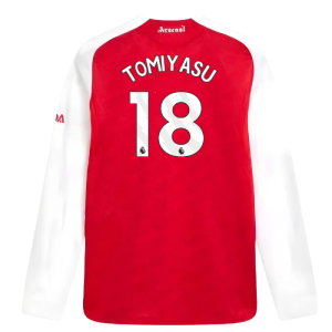 2025-2026 Arsenal Authentic Long Sleeve Home Shirt (Tomiyasu 18)
