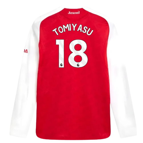 2025-2026 Arsenal Authentic Long Sleeve Home Shirt (Tomiyasu 18)
