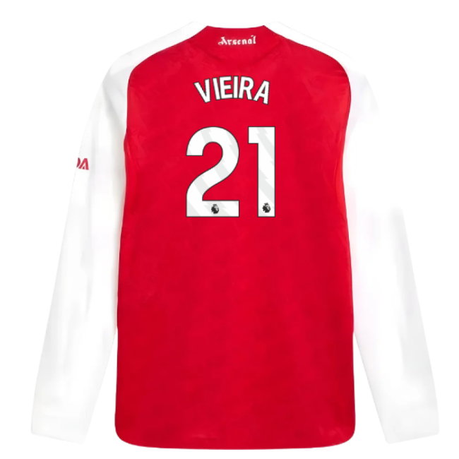 2025-2026 Arsenal Authentic Long Sleeve Home Shirt (Vieira 21)