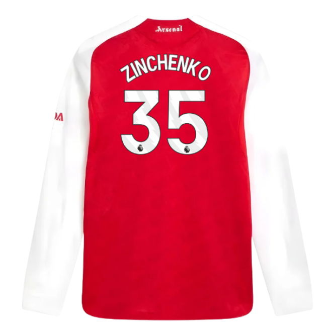 2025-2026 Arsenal Authentic Long Sleeve Home Shirt (Zinchenko 35)