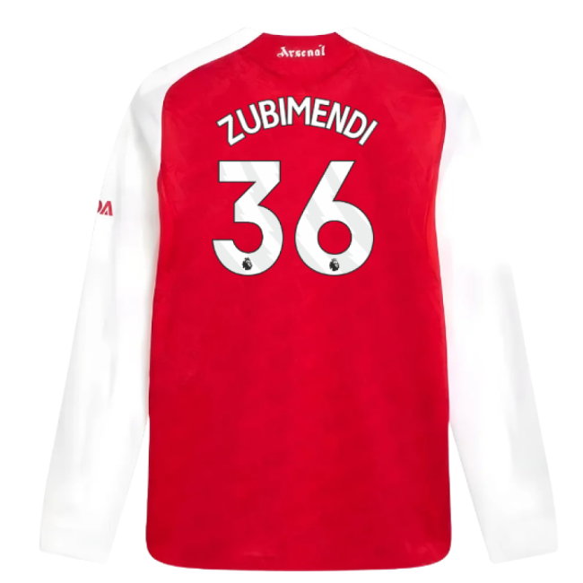 2025-2026 Arsenal Authentic Long Sleeve Home Shirt (Zubimendi 36)