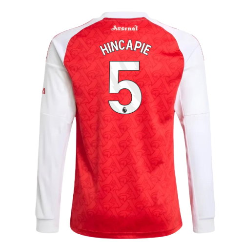 2025-2026 Arsenal Long Sleeve Home Shirt (Kids) (Hincapie 5)