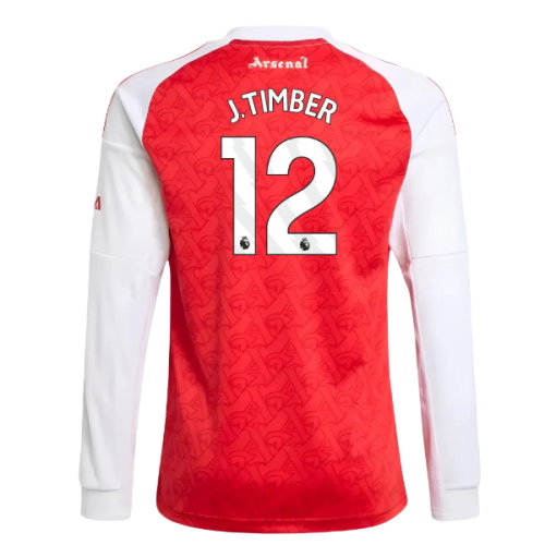 2025-2026 Arsenal Long Sleeve Home Shirt (Kids) (J.Timber 12)