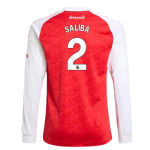 2025-2026 Arsenal Long Sleeve Home Shirt (Kids) (Saliba 2)