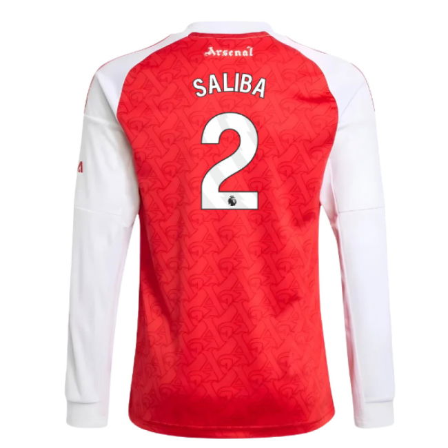 2025-2026 Arsenal Long Sleeve Home Shirt (Kids) (Saliba 2)