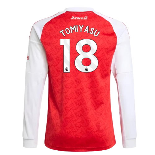 2025-2026 Arsenal Long Sleeve Home Shirt (Kids) (Tomiyasu 18)