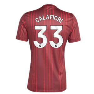 2025-2026 Arsenal Pre-Match Warm Up Shirt (Burgundy) (Calafiori 33)